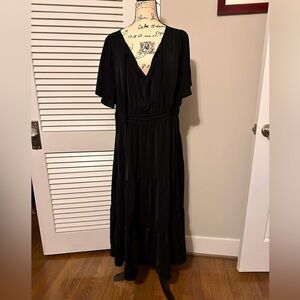 Black torrid V neck tea length dress Size 1X